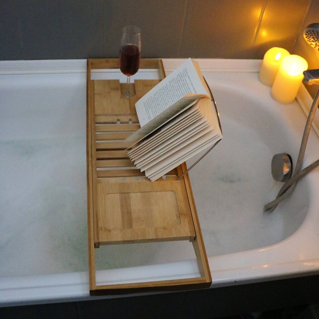 Bambusest vannitoa riiul, 70-105 x 22 cm hind ja info | Vannitoa sisustuselemendid ja aksessuaarid | kaup24.ee