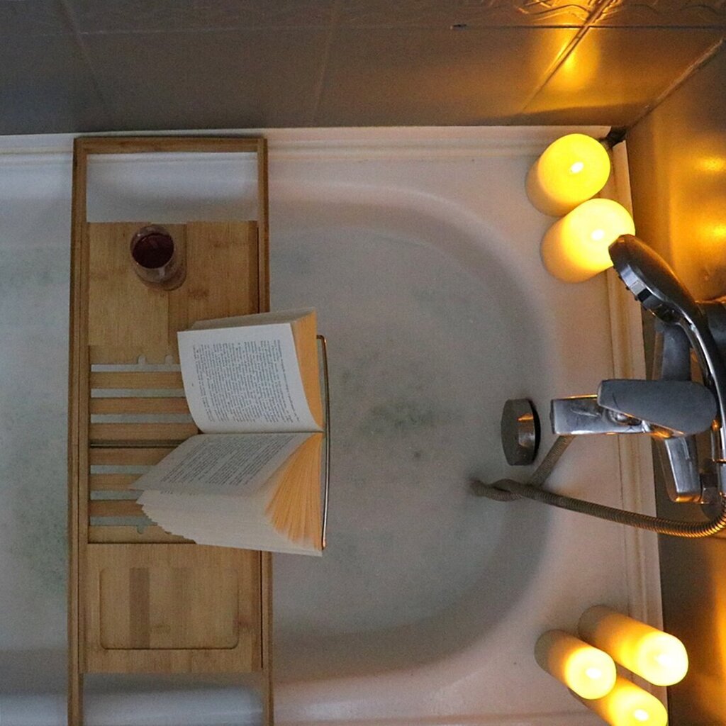 Bambusest vannitoa riiul, 70-105 x 22 cm hind ja info | Vannitoa sisustuselemendid ja aksessuaarid | kaup24.ee