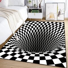 (Stiil C-60x90cm (24x35 tolli)) 3D Vortex Illusion mustvalge vaip magamistoa põrandamatile Abstraktne geomeetriline optiline peapööritusvaip libisemiskindel elutoa sisekujundus hind ja info | Vaibad | kaup24.ee