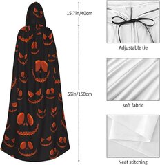 v1462 Unisex kapuutsiga mantel Halloweeni jõulupeokostüümiks Halloween Pumpkin hun1462 цена и информация | Карнавальные костюмы | kaup24.ee