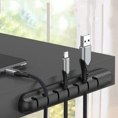 Laua kaabli korraldus Silikoonist USB kaabli kerija must 7klambrid цена и информация | Кабели и провода | kaup24.ee