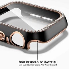 Blingi klaas+kaas Apple'i kella korpusele 45mm 41mm 40mm 44mm 42mm 38mm teemant kaitseraua + ekraanikaitse iwatch series 7 9 8 5 6 SE A Valge hõbe 40 mm ... цена и информация | Аксессуары для смарт-часов и браслетов | kaup24.ee