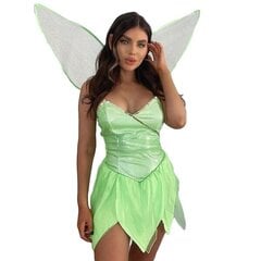 Naiste Elves Tinker Bell kostüümkleit Roheline Elves Cosplay kleit roheliste tiibadega Green S цена и информация | Карнавальные костюмы | kaup24.ee