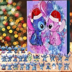 Lilo & Stitch Cartoon Figuurid jõulude advendikalender 24tk Cartoon Toys Ornament Countdown Calendar-HZ2（C） hind ja info | Kuuseehted | kaup24.ee