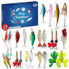 2024. aasta kalapüügi advendikalender, kalapüügivarustuse advendikalender - advendikalender Kalasööt | Fishing Christmas Countdown Fishing Lure Set hind ja info | Muud kalastustarvikud | kaup24.ee