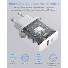 tk kiirlaadimisadapter 20 W kahe pordiga USB-C kiirlaadija PD 3.0 pistikuadapter, mis ühildub iPhone 15 14 13 12 11 X Pro Max... hind ja info | Akulaadijad | kaup24.ee