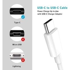 20 W USB-C kiirlaadija + 20 W 1 M USB-C - USB-C kaabel iPhone 15 Pro Max jaoks - iPhone 15 Plus - iPhone 15 Pro - iPhone 15 - WELLNGS hind ja info | Akulaadijad | kaup24.ee