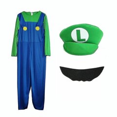 Super Mario Bros Unisex täiskasvanute ja laste Cosplay kostüümide komplekt meestele Luigi M цена и информация | Карнавальные костюмы | kaup24.ee