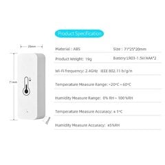 Wifi Temperatuuriandur Niiskuseandur Termomeeter цена и информация | Другие принадлежности для мебели | kaup24.ee