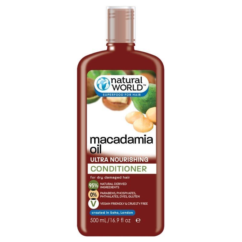 Natural World Macadamia Oil Ultra Nourishing palsam 500ml цена и информация | Juuksepalsamid | kaup24.ee