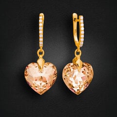 Naiste hõbedased kõrvarõngad DiamondSky "Romantic Heart III (Colorado Topaz)" Swarovski kristallidega цена и информация | Серьги | kaup24.ee