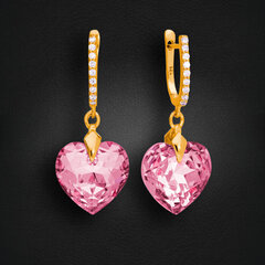 Naiste hõbedased kõrvarõngad DiamondSky "Romantic Heart III (Rose)" Swarovski kristallidega hind ja info | Kõrvarõngad | kaup24.ee