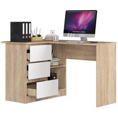 Письменный стол NORE B16, левый вариант, цвета дуба/белый цена и информация | Компьютерные, письменные столы | kaup24.ee