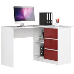 Письменный стол NORE CLP, правый вариант, белый/красный цена и информация | Компьютерные, письменные столы | kaup24.ee