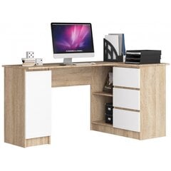 Письменный стол NORE B20, правый вариант, цвета дуба/белый цена и информация | Компьютерные, письменные столы | kaup24.ee