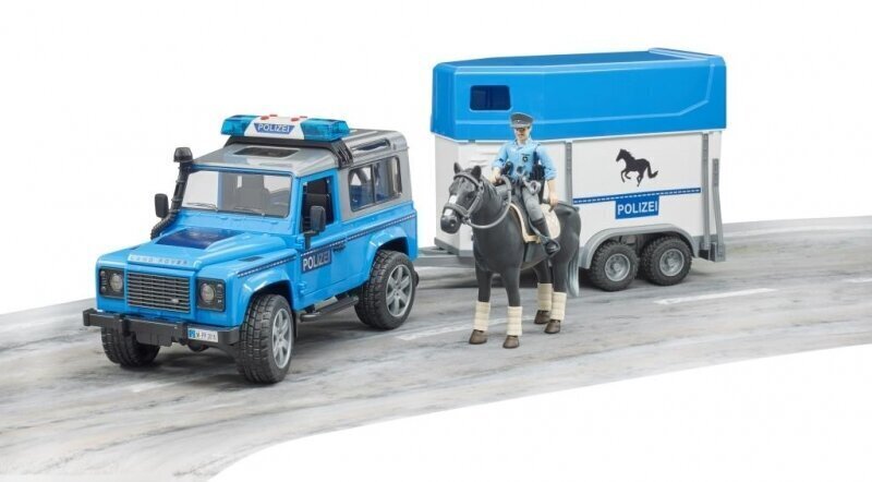 Politseiauto haagisega Bruder Land Rover Defender02588 цена и информация | Poiste mänguasjad | kaup24.ee