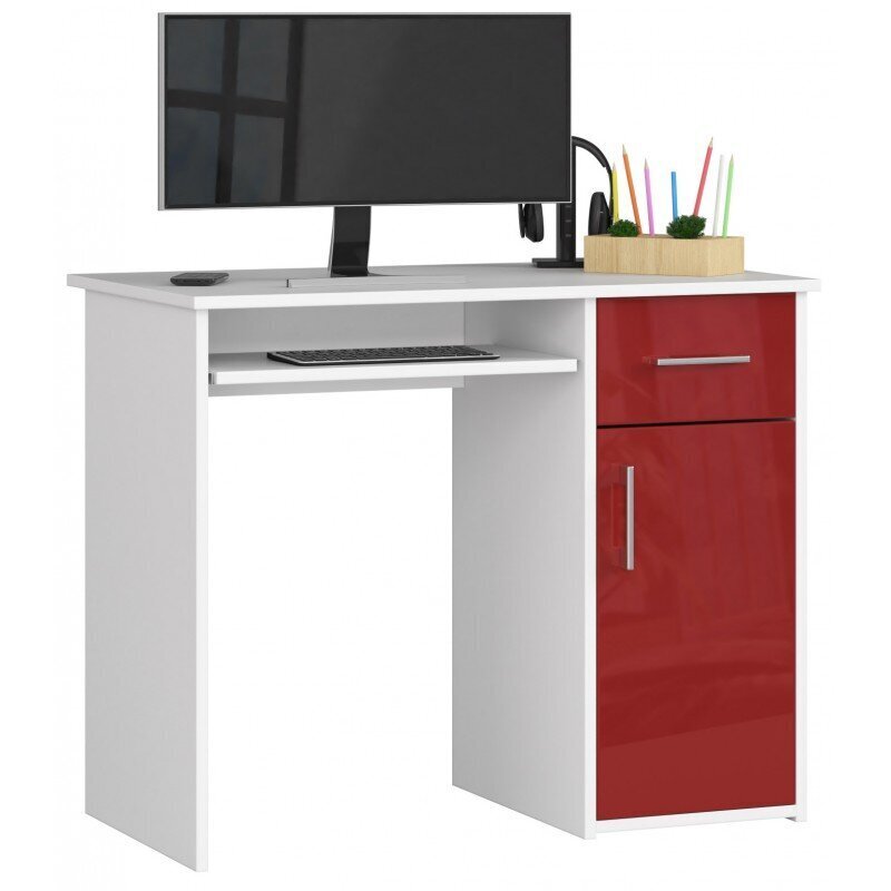 Kirjutuslaud NORE Pin, valge/punane hind ja info | Arvutilauad, kirjutuslauad | kaup24.ee