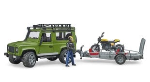 Модель автомобиля с прицепом и мотоциклом Bruder Land Rover Defender Scrambler Ducati Full Throttle, 02589 цена и информация | Игрушки для мальчиков | kaup24.ee