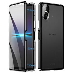 Для Sony Xperia 10 VI закаленное стекло чехол металлический каркас прозрачный PC задняя крышка магнитный телефон чехол - черный цена и информация | Чехлы для телефонов | kaup24.ee