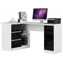 Письменный стол NORE B20, левый вариант, белый/черный цена и информация | Компьютерные, письменные столы | kaup24.ee