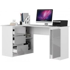 Письменный стол NORE B20, левый вариант, белый/светло-серый цена и информация | Компьютерные, письменные столы | kaup24.ee