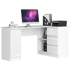 Kirjutuslaud NORE B20, parem, valge läikiv hind ja info | Arvutilauad, kirjutuslauad | kaup24.ee