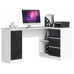 Письменный стол NORE B20, правый вариант, белый/черный цена и информация | Компьютерные, письменные столы | kaup24.ee