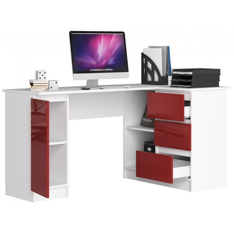 Kirjutuslaud NORE B20, parem, valge/punane цена и информация | Arvutilauad, kirjutuslauad | kaup24.ee