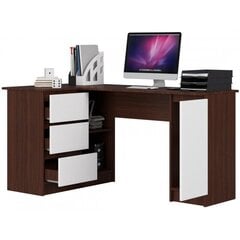 Письменный стол NORE B20, левый вариант, темно-коричневый/белый цена и информация | Компьютерные, письменные столы | kaup24.ee