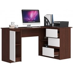 Письменный стол NORE B20, правый вариант, темно-коричневый/белый цена и информация | Компьютерные, письменные столы | kaup24.ee