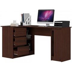 Письменный стол NORE B20, левый вариант, темно-коричневый цена и информация | Компьютерные, письменные столы | kaup24.ee