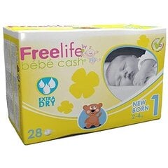 Подгузники Bebe Cash Freelife NewBorn, размер 1, 2-4 кг, 28 шт. цена и информация | Пеленки | kaup24.ee