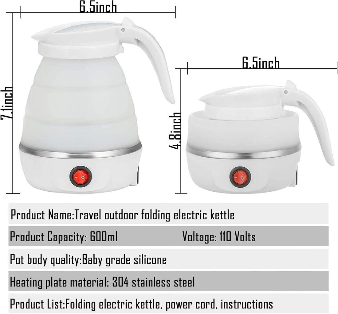 Kokkupandav elektriline reisiveekeetja – kaasaskantav ja mugav silikoonist kokkupandav veeboiler ja teekann, mida lihtne hoida hind ja info | Veekeetjad | kaup24.ee