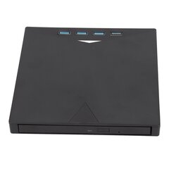 Внешний DVD-привод, встроенный кабель Type C, 4 интерфейса USB3.0, черный материал ABS, портативный CD-рекордер для системы OS X цена и информация | USB накопители | kaup24.ee