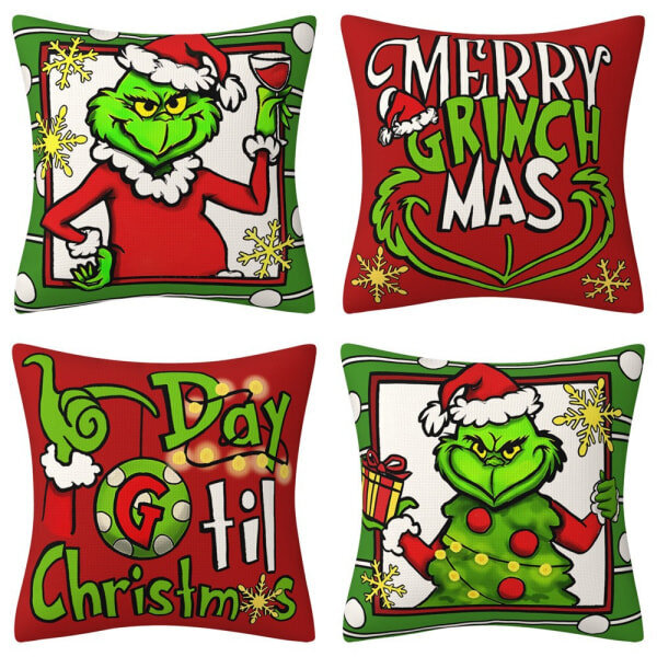 Grinch padjapüür jõulupadja kate 45x45cm linased jõulukaunistused magamistoa elutuppa цена и информация | Jõulukaunistused | kaup24.ee