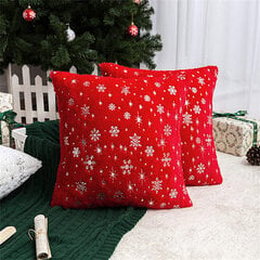 2023 Uus Jõulupadi Snowflake Gilding Plush Padjapüür Punane Padi Auto Kodu Padi Valge 43*43cm hind ja info | Jõulukaunistused | kaup24.ee