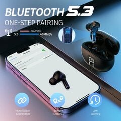 Bluetooth 5.3 juhtmevabad kõrvaklapid – HiFi stereoheli, 40 h esitusaeg, LED-ekraan, veekindlad kõrvasisesed kõrvaklapid mikrofoniga iPhone'i/Samsungi/Androidi jaoks цена и информация | Наушники | kaup24.ee