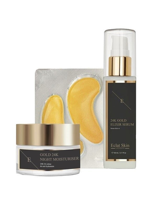 Näohoolduse kinkekomplekt Eclat Skin London 24K Gold Anti-Weinkle Retinol Skincare Set, 1 x 60 ml + 1 x 50 ml + 5 x 2 tk hind ja info | Näokreemid | kaup24.ee