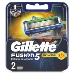 Žiletiterad Gillette Fusion Proglide Power 2 tükki цена и информация | Косметика и средства для бритья | kaup24.ee