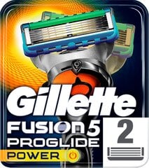 Žiletiterad Gillette Fusion Proglide Power 2 tükki цена и информация | Косметика и средства для бритья | kaup24.ee