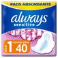 Hügieenisidemed, Always Sensitive Ultra Normal Plus 40 tk hind ja info | Tampoonid, hügieenisidemed, menstruaalanumad | kaup24.ee