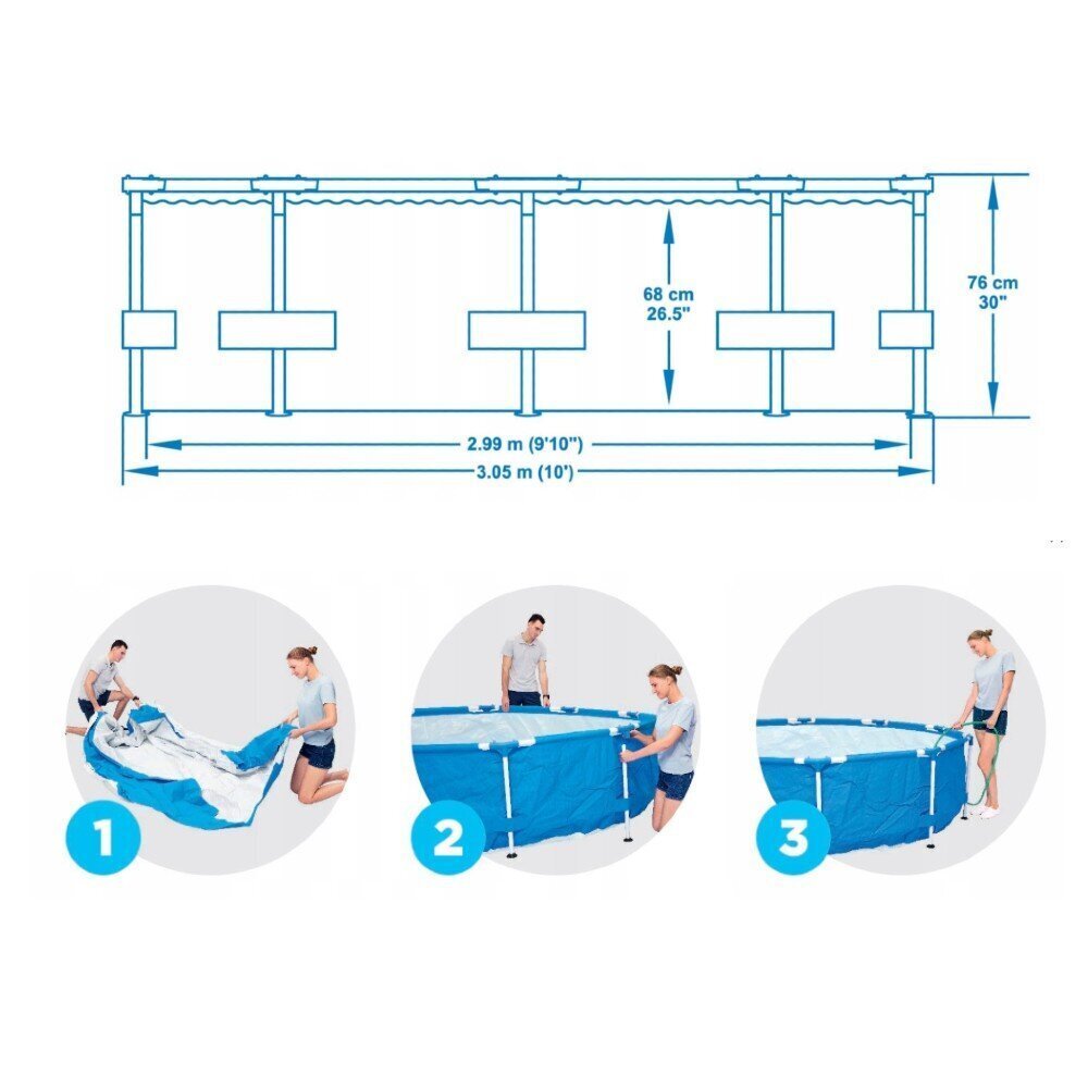 Karkassbassein Bestway Steel Pro filtriga, 305x76 cm цена и информация | Basseinid | kaup24.ee