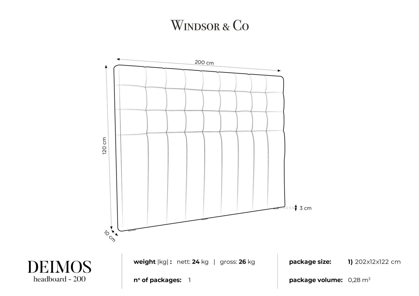 Voodipeats Windsor and Co Deimos 200 cm, kreemjas hind ja info | Voodid | kaup24.ee