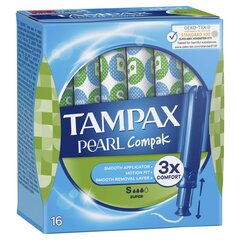 Тампоны TAMPAX Compak Pearl Super Plus, 16шт. цена и информация | Тампоны, гигиенические прокладки для критических дней, ежедневные прокладки | kaup24.ee