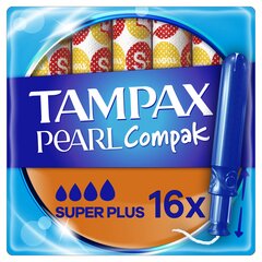 Tampoonid Tampax Compak Pearl Super Plus, 16 tk hind ja info | Tampoonid, hügieenisidemed, menstruaalanumad | kaup24.ee