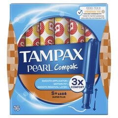 Tampoonid Tampax Compak Pearl Super Plus, 16 tk hind ja info | Tampoonid, hügieenisidemed, menstruaalanumad | kaup24.ee