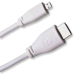 Кабель microHDMI - HDMI 2.0 оригинальный белый 1 м для Raspberry Pi 4 5 цена и информация | Электроника с открытым кодом | kaup24.ee