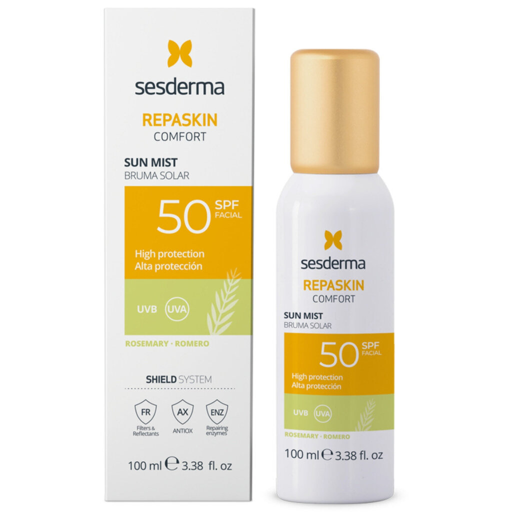 sesderma repaskin comfort kaitsev näovee pihlakas lõhnaga spf 50, 100 ml цена и информация | Näopuhastusvahendid | kaup24.ee