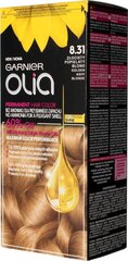 Õlipõhine kauapüsiv ammoniaagivaba juuksevärv Garnier Olia 8.31 Golden Ashy Blond цена и информация | Краска для волос | kaup24.ee