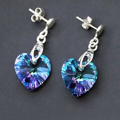 Серебряные серьги "Влюблённое Сердце II (Vitrail Light)" с кристаллами Swarovski™ цена и информация | Серьги | kaup24.ee